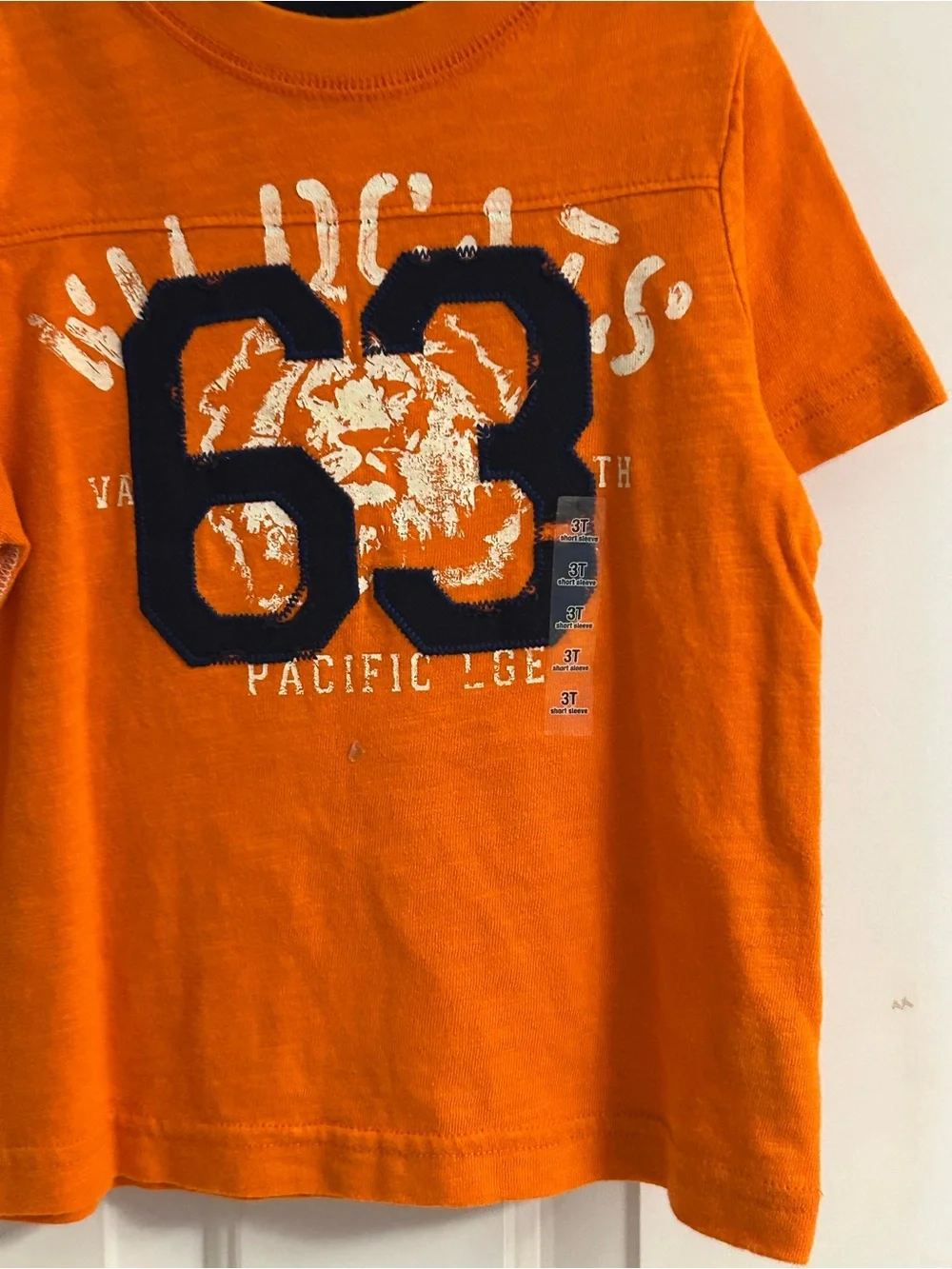 NWT-Boys Arizona Jean Company Orange Tee with Navy '63' On The Front